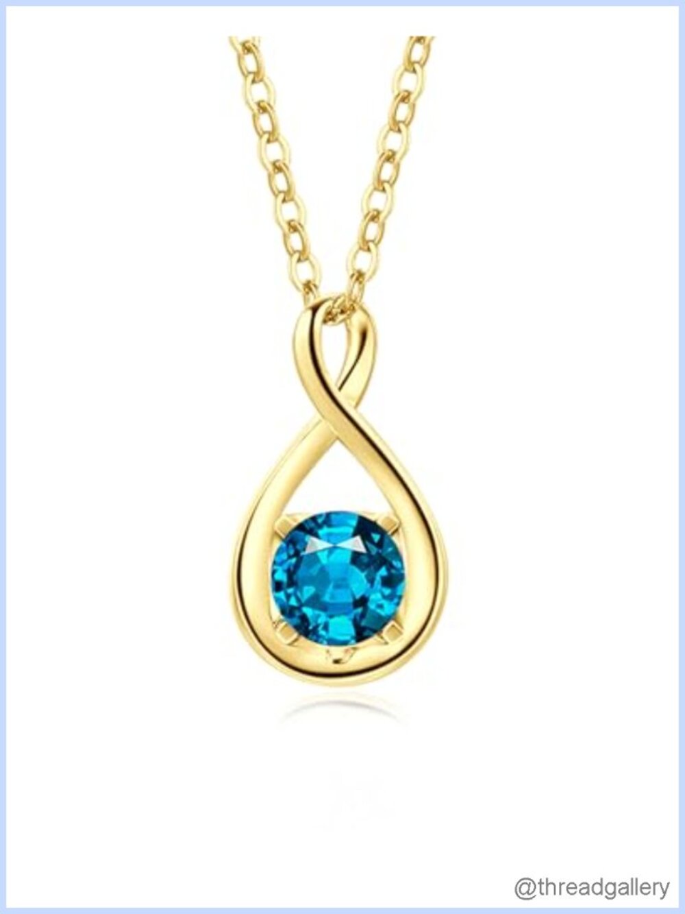 14K Solid Gold Birthstone Infinity Pendant Necklace Sterling Silver Chain